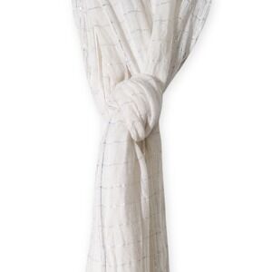 Woven Scarf with Silver Metallic Stripes Fringes Lightweight Business Casual